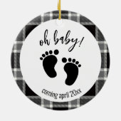 Zwangerschapsuitkondiging Zwarte Kerstmis Keramisch Ornament (Achterkant)