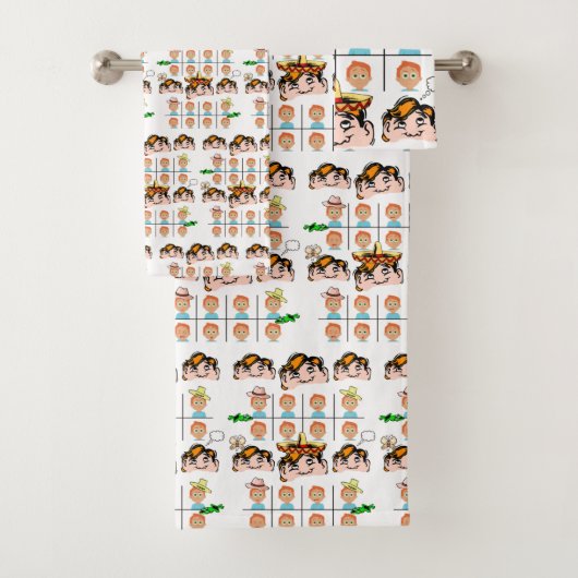 Zwanghanddoeken stellen grappige gezichtsuitdrukki bad handdoek (Insitu)