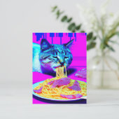 Zwangstkat Eating Spaghetti generativcontent Briefkaart (Staand voorkant)