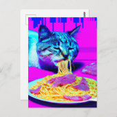 Zwangstkat Eating Spaghetti generativcontent Briefkaart (Voorkant / Achterkant)