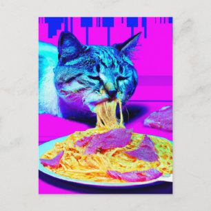 Zwangstkat Eating Spaghetti generativcontent Briefkaart