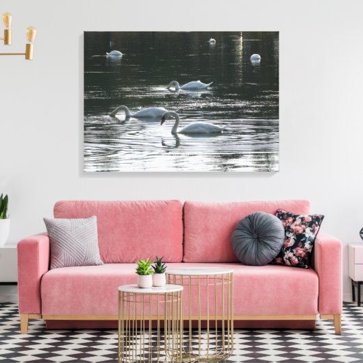 Zwangvoeding, Roath Park Lake, Cardiff Canvas Afdruk (Insitu (Woonkamer))