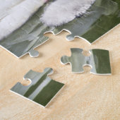 Zwangwesp in zwart-wit en cygnets in water. legpuzzel (Zijkant)