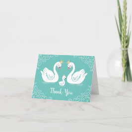 Zwans Baby shower Bird met Crown Co-Ed Blauwgroen Bedankkaart