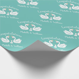 Zwans Baby shower Bird met Crown Co-Ed Blauwgroen Cadeaupapier