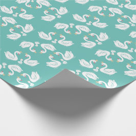 Zwans Baby shower Bird met Crown Co-Ed Blauwgroen Cadeaupapier