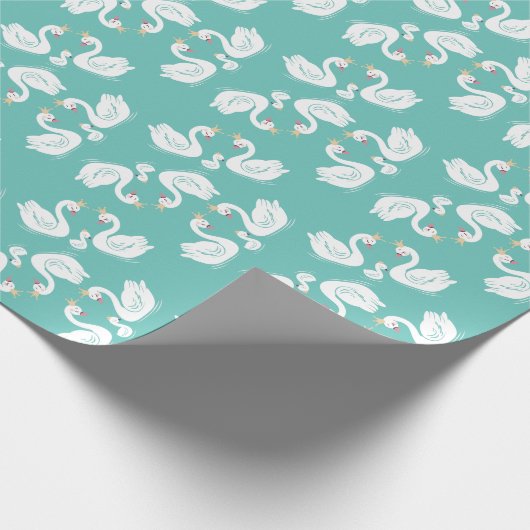 Zwans Baby shower Bird met Crown Co-Ed Blauwgroen Cadeaupapier (Hoek)
