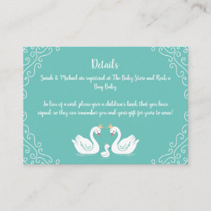 Zwans Baby shower Bird met Crown Co-Ed Blauwgroen Informatiekaartje
