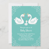 Zwans Baby shower Bird met Crown Co-Ed Blauwgroen Kaart (Voorkant)