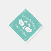 Zwans Baby shower Bird met Crown Co-Ed Blauwgroen Servet (Hoek)