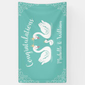 Zwans Baby shower Bird met Crown Co-Ed Blauwgroen Spandoek (Verticaal)