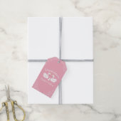 Zwans Baby shower Vogel met Crown Co-Ed Roze Cadeaulabel (Met Touw)