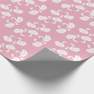 Zwans Baby shower Vogel met Crown Co-Ed Roze Cadeaupapier