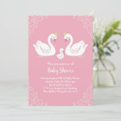 Zwans Baby shower Vogel met Crown Co-Ed Roze Kaart (Staand voorkant)