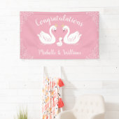 Zwans Baby shower Vogel met Crown Co-Ed Roze Spandoek (Insitu)