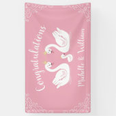 Zwans Baby shower Vogel met Crown Co-Ed Roze Spandoek (Verticaal)