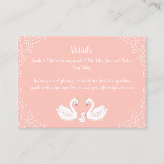 Zwans Baby shower Vogelvogel met kroon-Ed-strand Informatiekaartje (Voorkant)