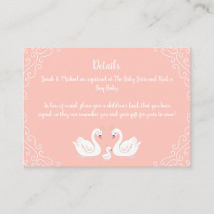 Zwans Baby shower Vogelvogel met kroon-Ed-strand Informatiekaartje