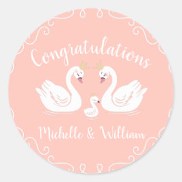 Zwans Baby shower Vogelvogel met kroon-Ed-strand Ronde Sticker