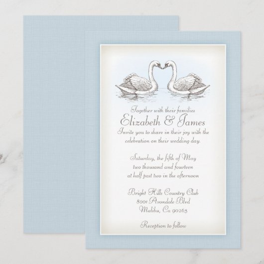 Zwans bruiloft kaart (Voorkant / Achterkant)