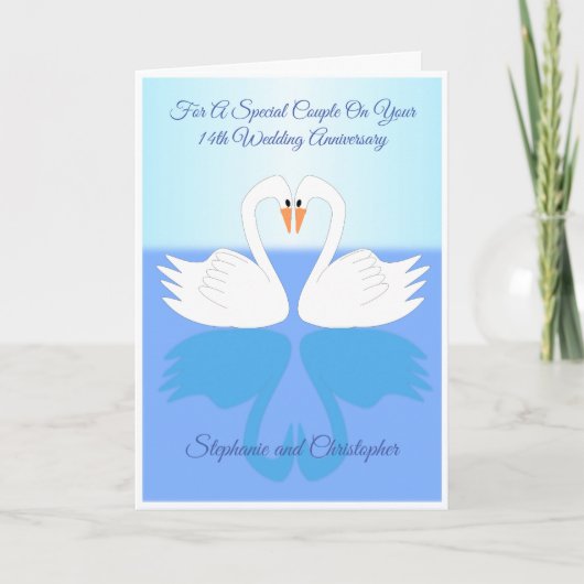 Zwans Gepersonaliseerd 14th Wedding Jubileum Kaart (Voorkant)