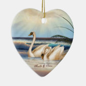 Zwans Paars - Liefde - Hartvormig siervormig Keramisch Ornament (Rechts)
