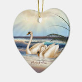 Zwans Paars - Liefde - Hartvormig siervormig Keramisch Ornament (Links)
