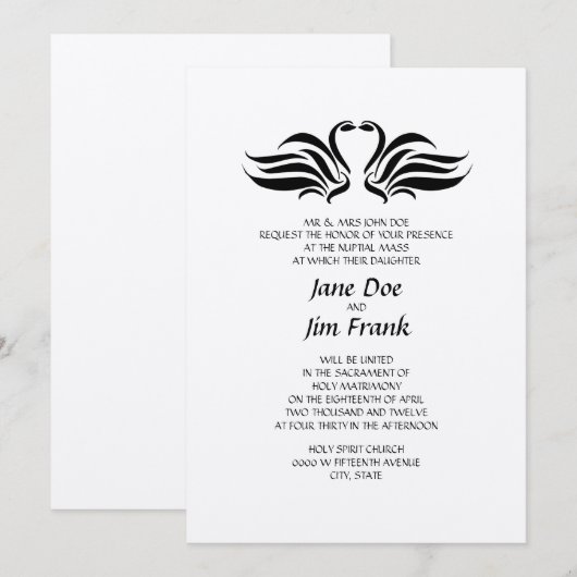 Zwans Plechtige uitnodiging tot katholieke bruilof (Voorkant / Achterkant)