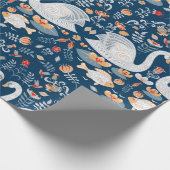 Zwans, vis, bloemen op een blauwe achtergrond. Dec Cadeaupapier (Hoek)