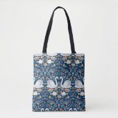 Zwans, vis, bloemen op een blauwe achtergrond. Dec Tote Bag (Voorkant)