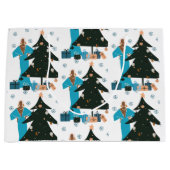 Zwar meisje wit haar Kerstcadeauttas Groot Cadeauzakje (Voorkant)