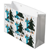 Zwar meisje wit haar Kerstcadeauttas Groot Cadeauzakje (Voorkant Gekanteld)