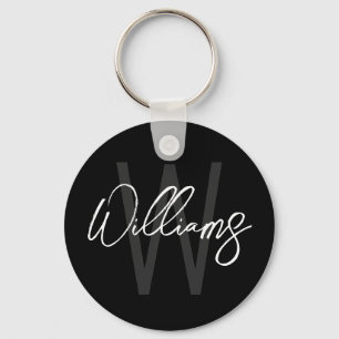 Zwar Moderne Script Persoonlijk Monogram en Naam Sleutelhanger