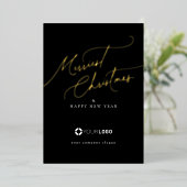Zwar Script Merriest Kerstmis Bedrijf Folie Feestdagenkaart (Staand Voorkant)