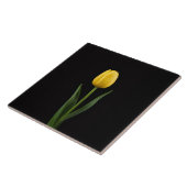 Zwarte 4 Luxe Tegel met Gouden Gele Tulp Tegeltje (Zijkant)