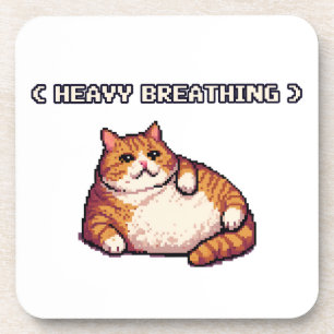 Zware ademhaling vet kat meme pixel art bier onderzetter