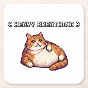Zware ademhaling vet kat meme pixel art kartonnen onderzetters