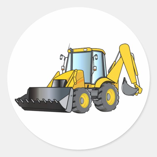 Zware apparatuur: Backhoe Ronde Sticker (Voorkant)