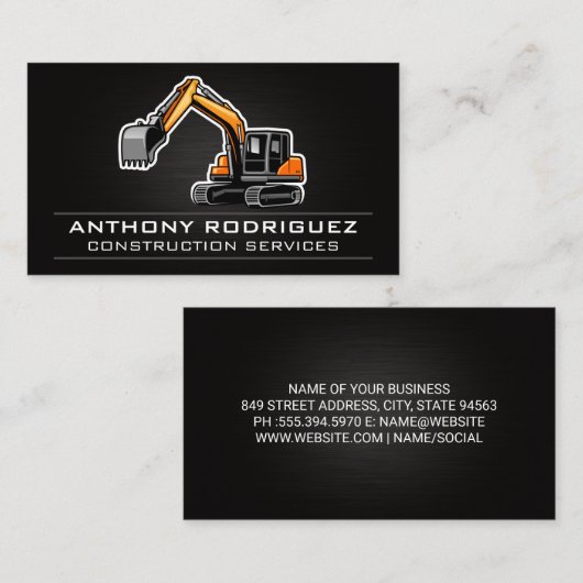 Zware apparatuur | Bouwvoertuig Visitekaartje (Voorkant / Achterkant)