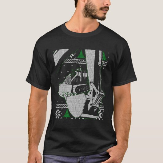 Zware apparatuur Exploitant met onregelmatig kerst T-shirt (Voorkant)