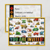 Zware apparatuur Thema Kinder partijuitnodiging Kaart (Voorkant / Achterkant)