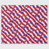 Zware blauwe patriottische sterren boven rode en w cadeaupapier (Vlak)