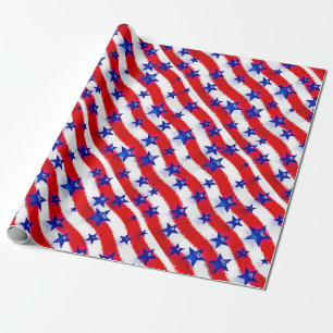 Zware blauwe patriottische sterren boven rode en w cadeaupapier