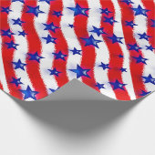 Zware blauwe patriottische sterren boven rode en w cadeaupapier (Hoek)
