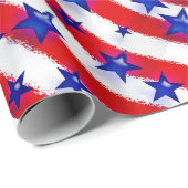 Zware blauwe patriottische sterren boven rode en w cadeaupapier (Rol Hoek)