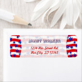 Zware blauwe patriottische sterren boven rode en w etiket (Insitu)