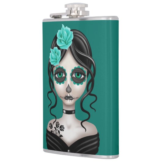 Zware dag van het dode meisje op Blauwgroen blauw Heupfles (Links)