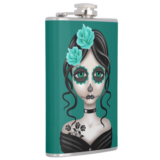 Zware dag van het dode meisje op Blauwgroen blauw Heupfles (Rechts)