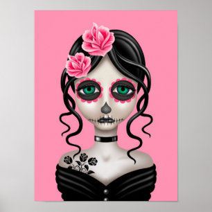 Zware dag van het dode meisje op roze poster