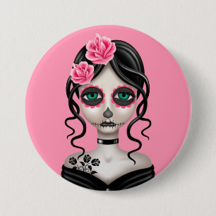 Zware dag van het dode meisje op roze ronde button 7,6 cm